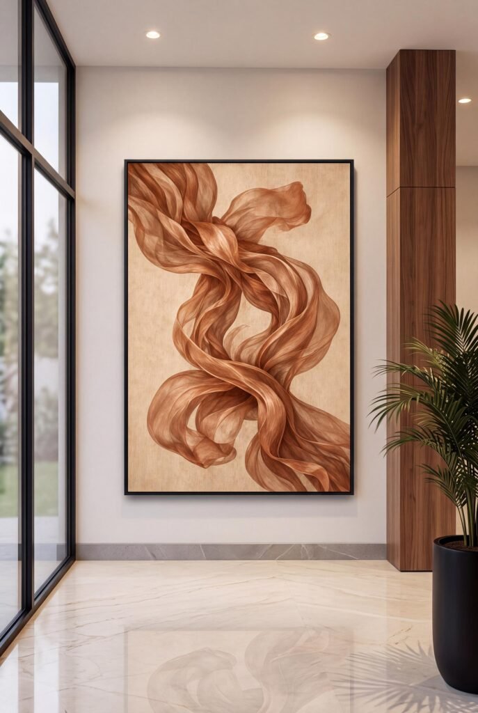 Copper abstract wall art print modern office