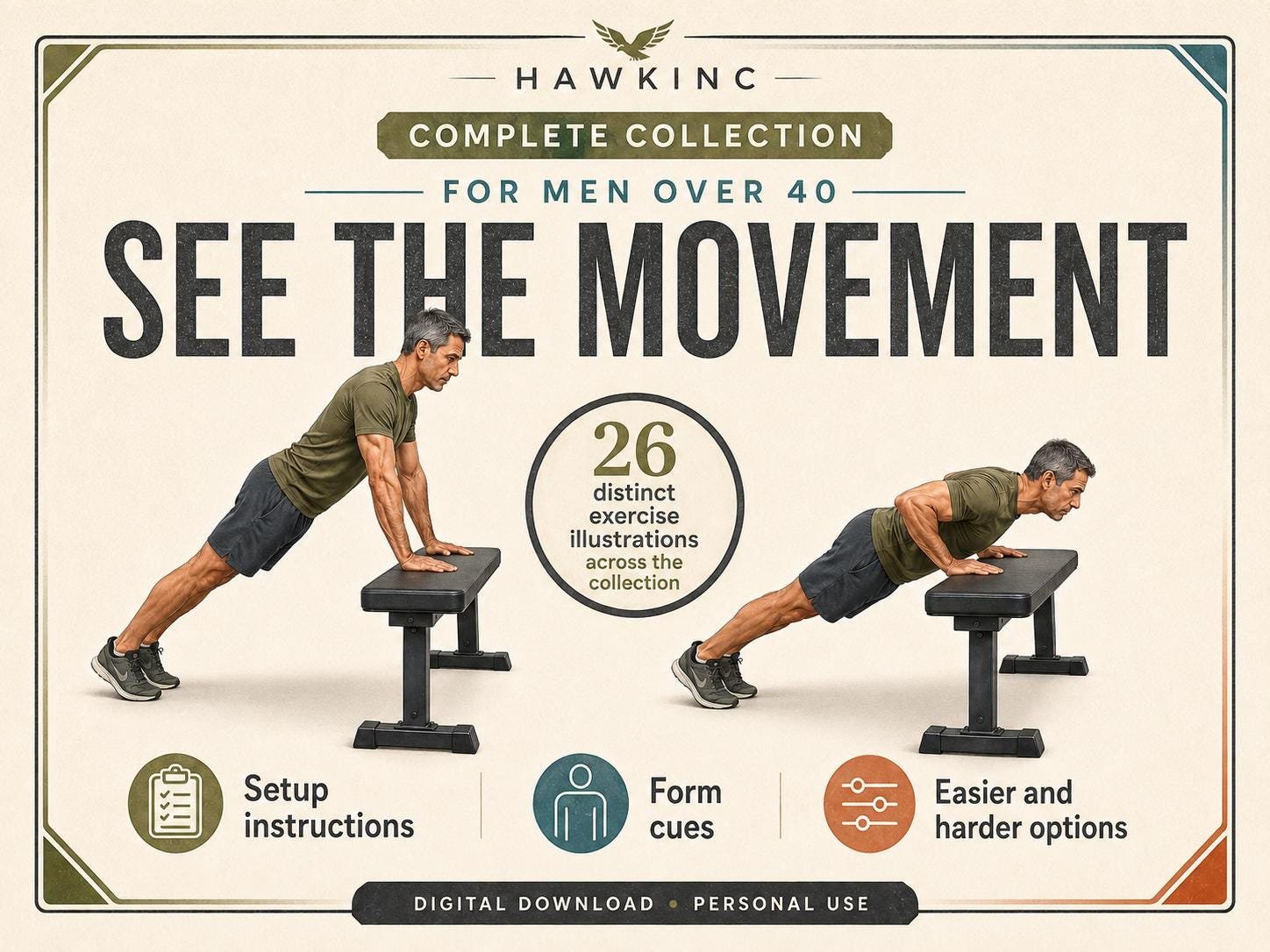 Eight weeks per level training timeline with lighter recovery weeks four and eight