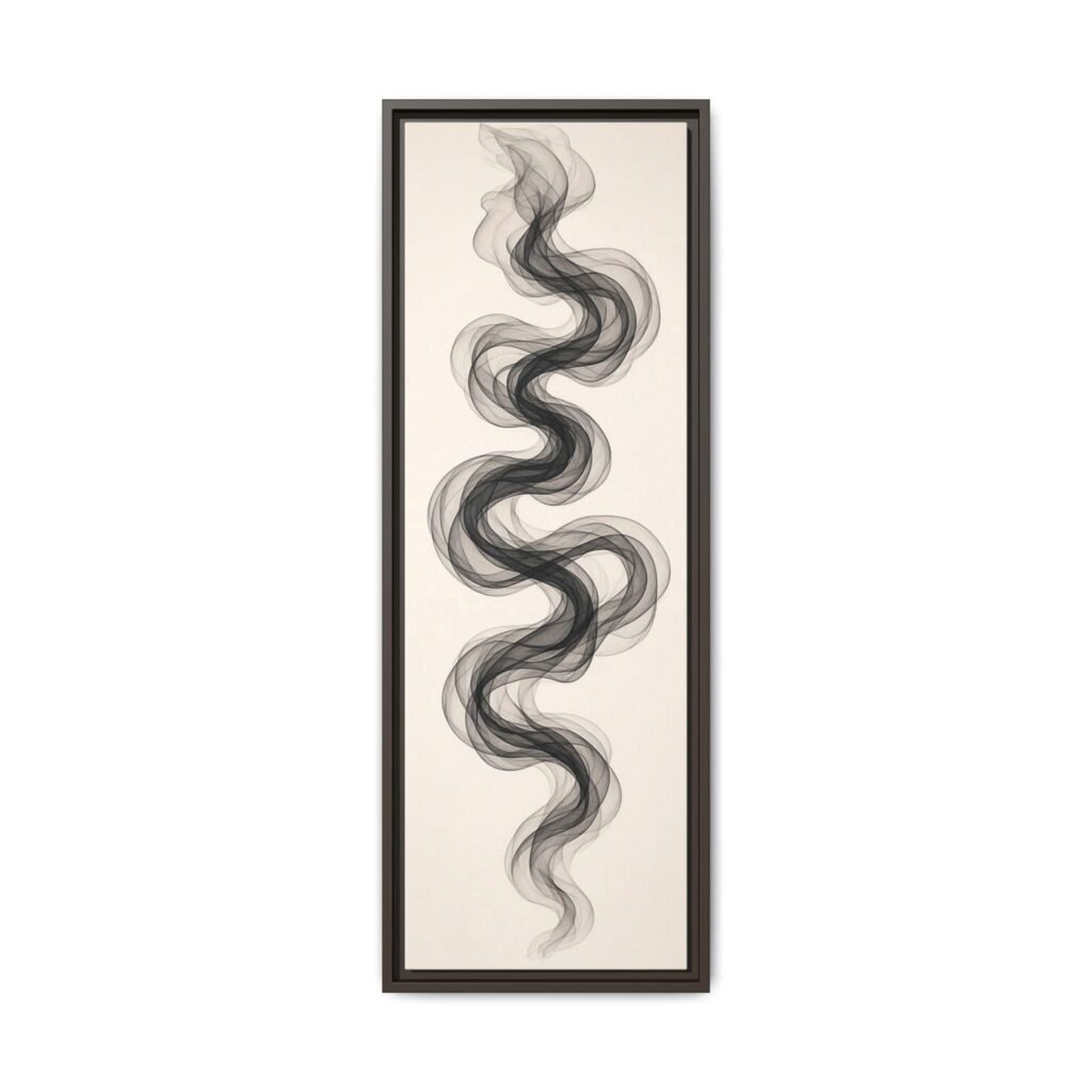 Japandi framed canvas ink brushstroke