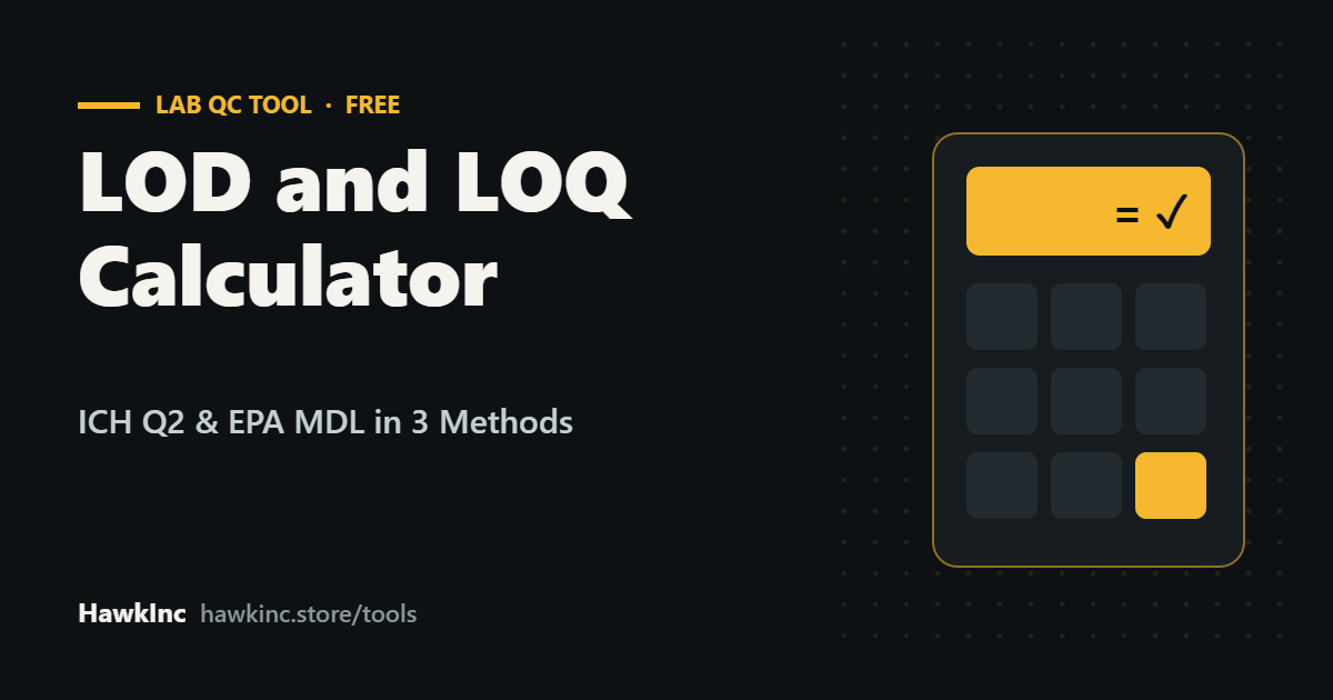 LOD and LOQ Calculator: Free ICH Q2 & EPA MDL in 3 Methods