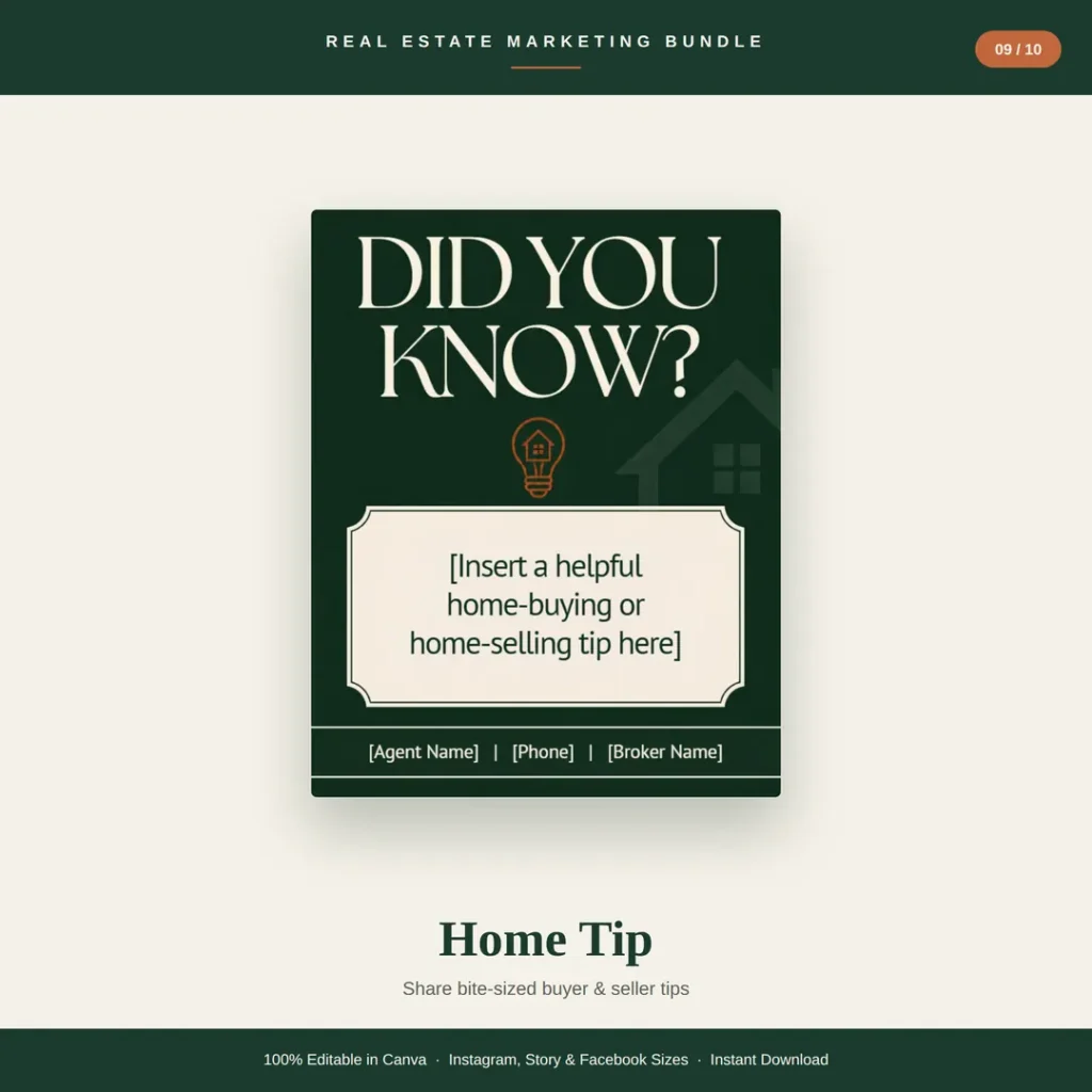 Did you know real estate home tip post template for buyer and seller tips