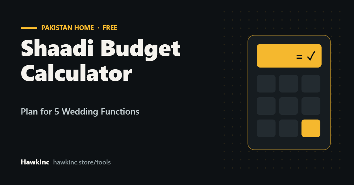 Shaadi Budget Calculator: Free Plan for 5 Wedding Functions