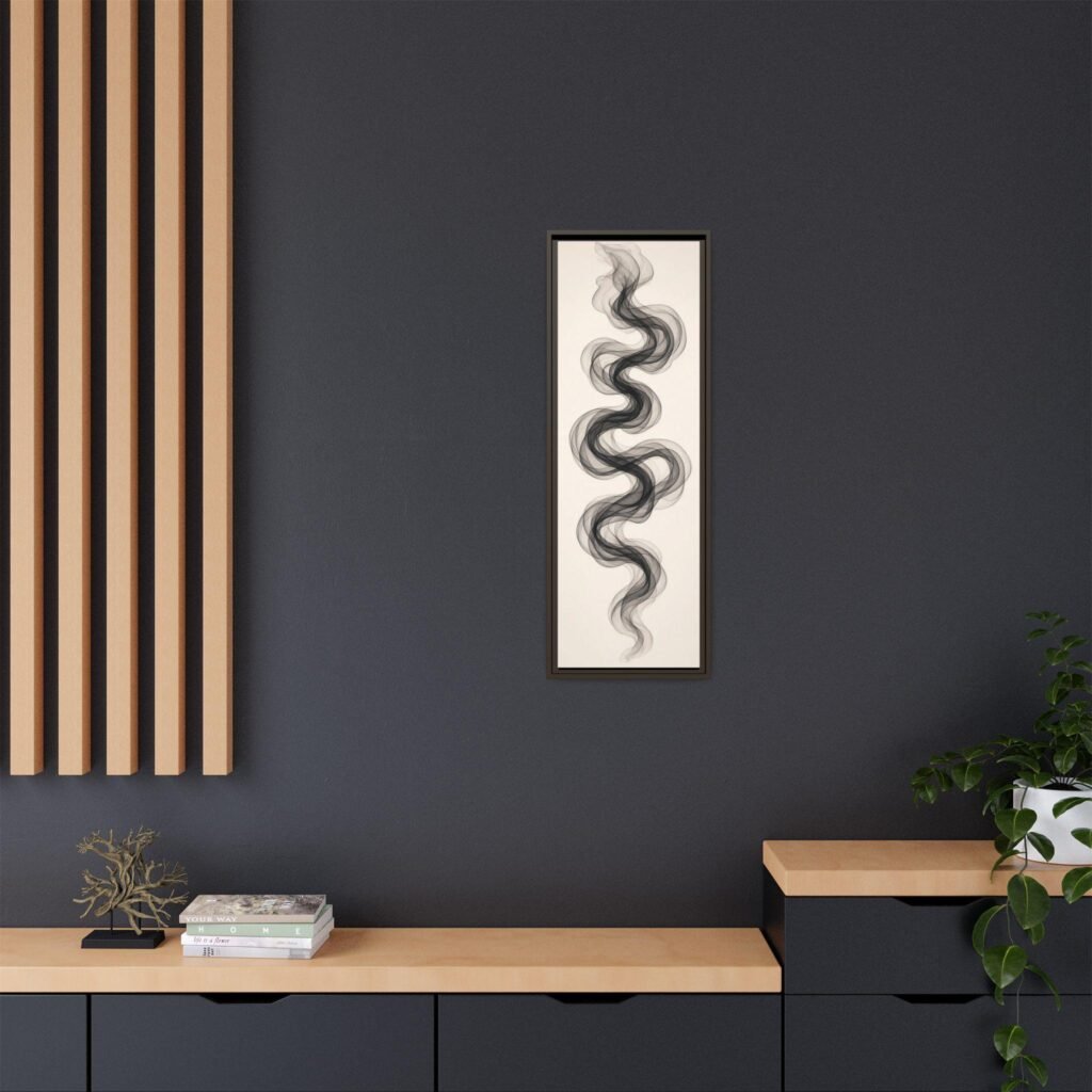 Japandi hallway wall decor with tall canvas and console