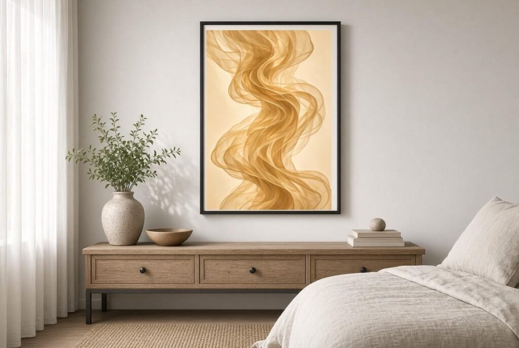 Wabi sabi gold wall art bedroom