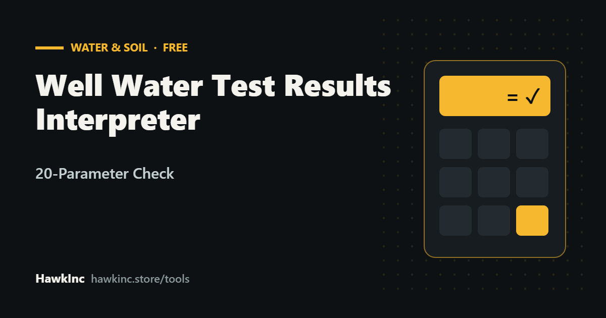 Well Water Test Results Interpreter: Free 20-Parameter Check